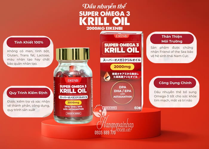 Dầu nhuyễn thể Super Omega 3 Krill Oil 2000mg Eikenbi 56