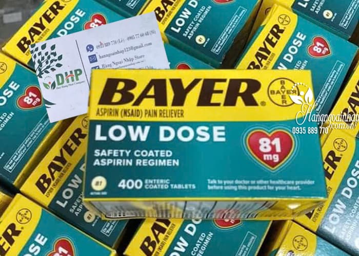 Thuốc giảm đau tim Bayer Low Dose Aspirin 81mg của Mỹ 400v 90