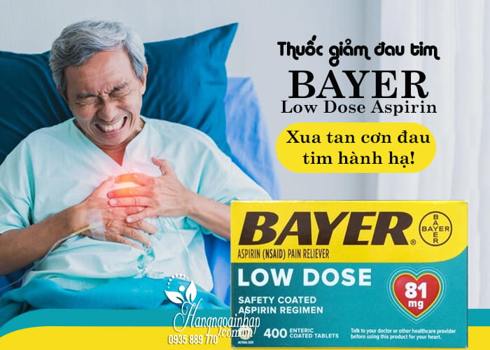 Thuốc giảm đau tim Bayer Low Dose Aspirin 81mg của Mỹ 400v 45