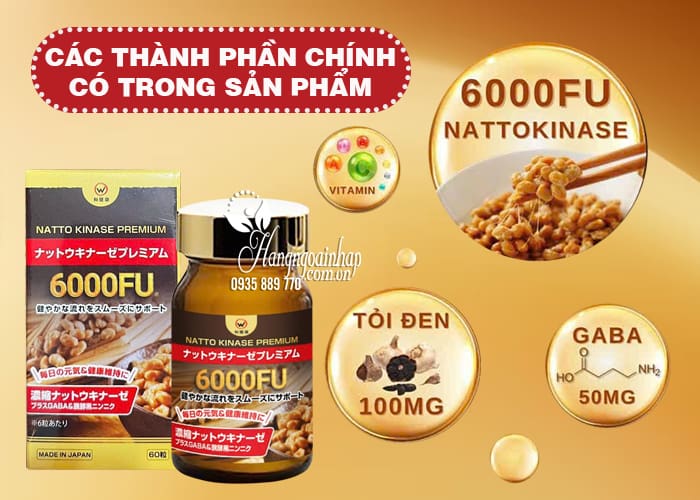 Viên uống chống đột quỵ Natto Kinase Premium 6000FU Nhật Bản 65