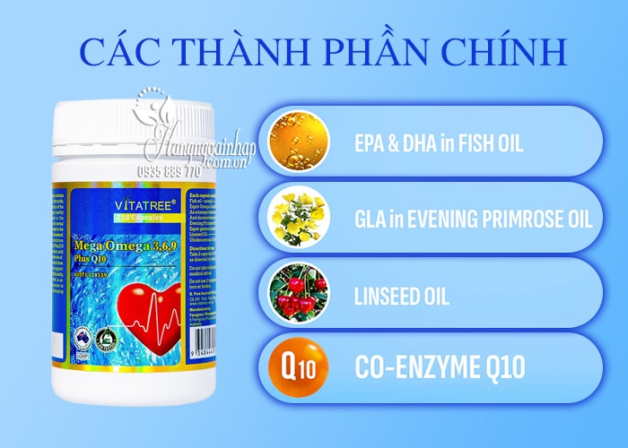 Viên uống Mega Omega 3 6 9 Plus Q10 Vitatree của Úc 89