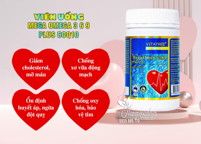 Viên uống Mega Omega 3 6 9 Plus Q10 Vitatree của Úc 67