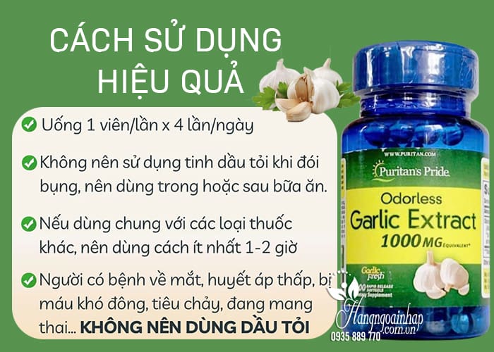 Viên uống tinh dầu tỏi Odorless Garlic Extract 1000mg Puritans Pride 9