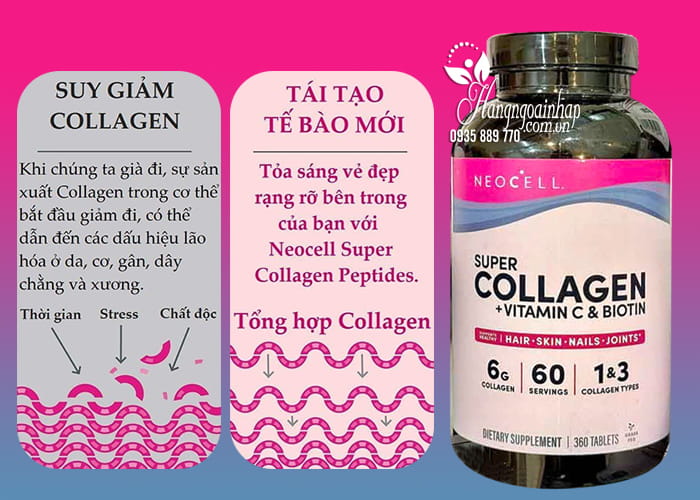 Neocell Super Collagen + Vitamin C & Biotin mẫu mới của Mỹ 89