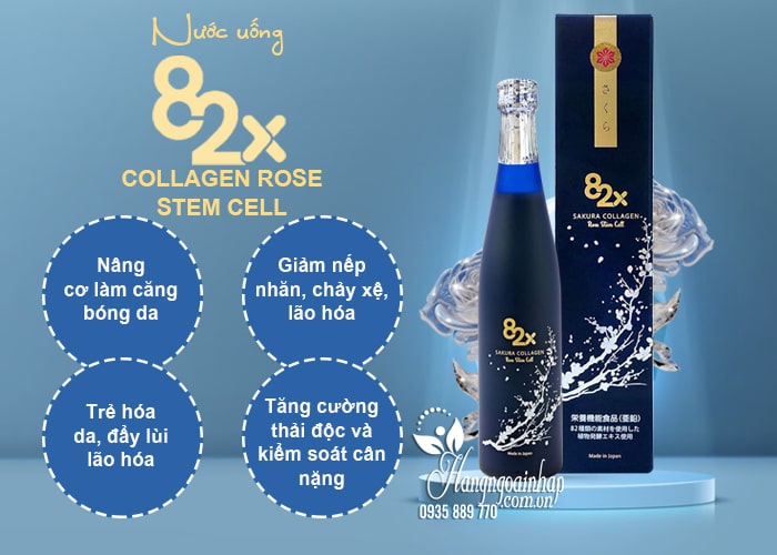 Nước uống 82X Collagen Rose Stem Cell của Nhật Bản chai 500ml 9