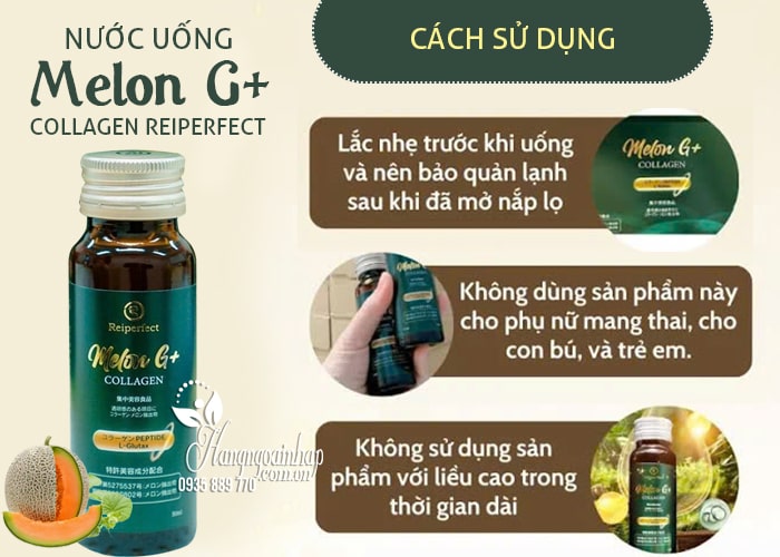 Nước uống Melon G+ Collagen Reiperfect của Nhật Bản 10 chai 05