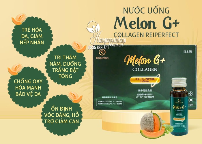 Nước uống Melon G+ Collagen Reiperfect của Nhật Bản 10 chai 9