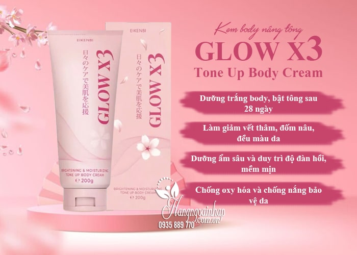 Kem body nâng tông Eikenbi Glow X3 Tone Up Body Cream 200g 78