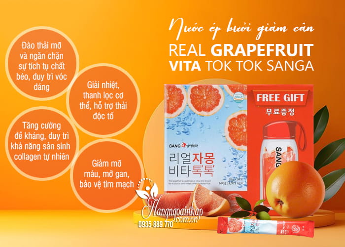 Nước ép bưởi giảm cân Real Grapefruit Vita Tok Tok Sanga 8