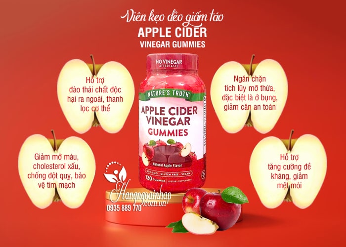 Viên kẹo dẻo giấm táo Apple Cider Vinegar Gummies 120 viên 78