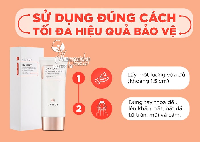 Kem chống nắng Lanci UV Milky SPF50+ Whitening mẫu mới 97