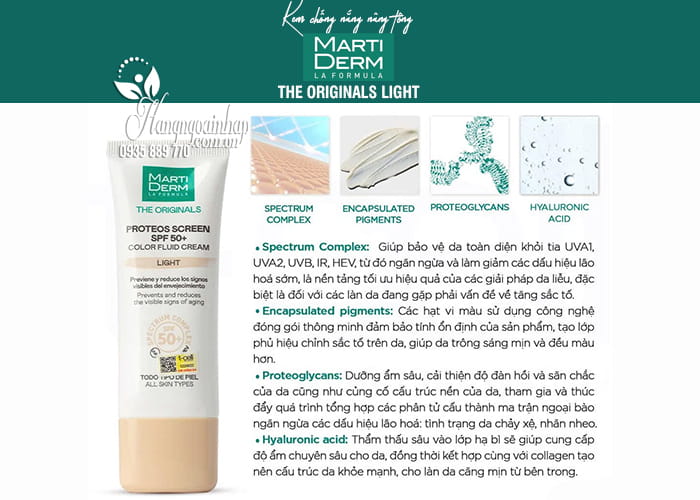 Kem chống nắng nâng tông MartiDerm The Originals Light 40ml 90