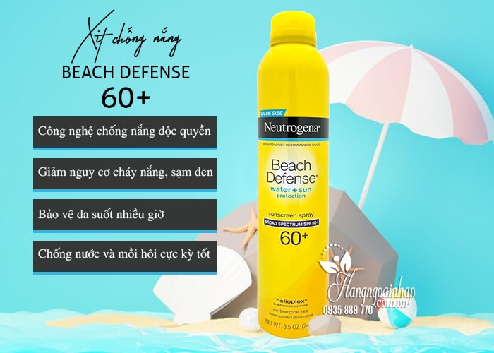 Xịt chống nắng Neutrogena 60+ Beach Defense đi biển 240g 78