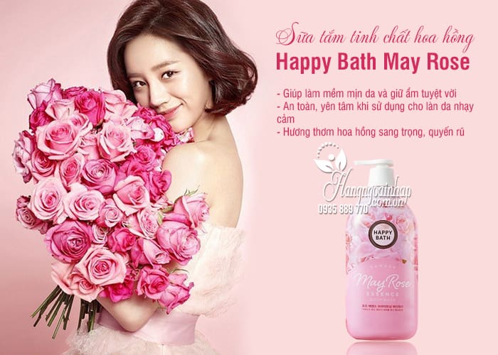 Sữa tắm tinh chất hoa hồng Happy Bath May Rose chai 900g 2