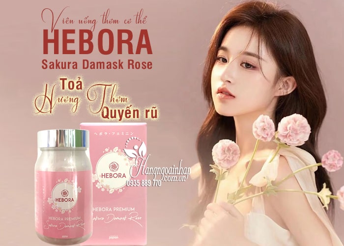 Viên uống thơm cơ thể Hebora Sakura Damask Rose Nhật 60 viên 34