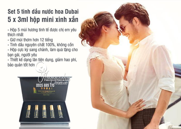 Set 5 tinh dầu nước hoa Dubai 5 x 3ml hộp mini xinh xắn 5