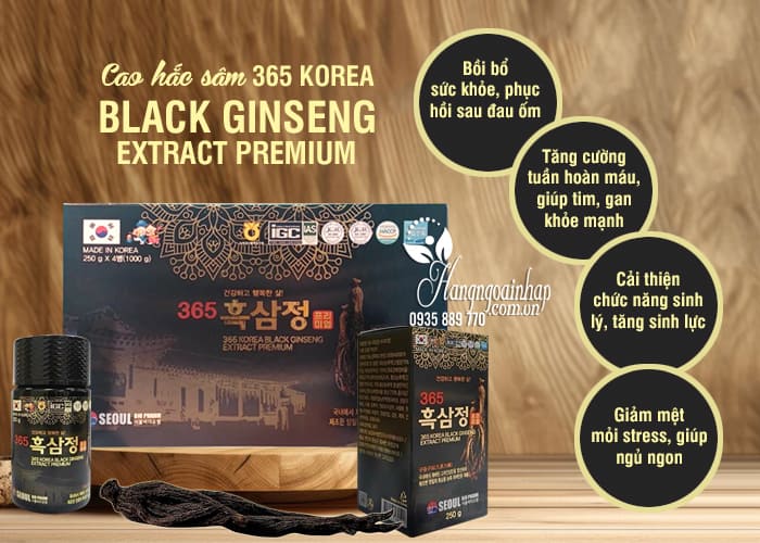 Cao hắc sâm 365 Korea Black Ginseng Extract Premium 4 lọ  45