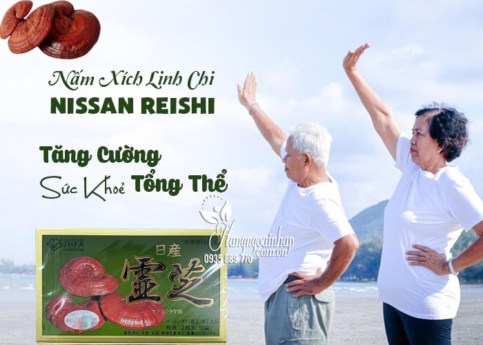 Nấm linh chi Nissan Reishi nội địa Nhật Bản hộp 39g 1