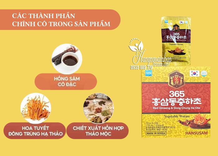 Nước hồng sâm đông trùng hạ thảo 365 Hansusam Hàn Quốc  34