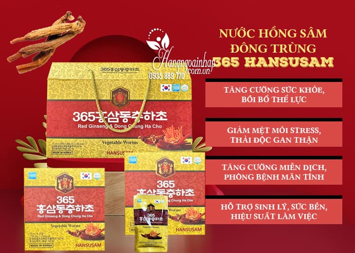 Nước hồng sâm đông trùng hạ thảo 365 Hansusam Hàn Quốc  89