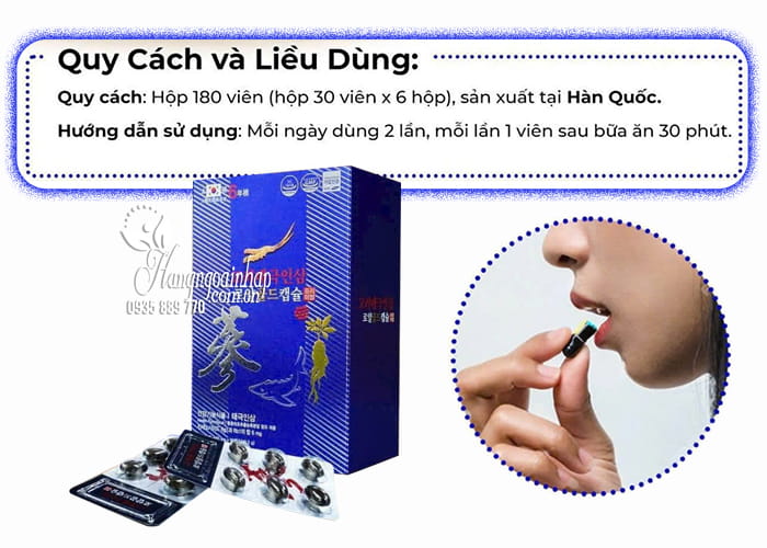 Viên thiên sâm đông trùng hạ thảo trứng cá tầm Hàn Quốc 180 viên 09