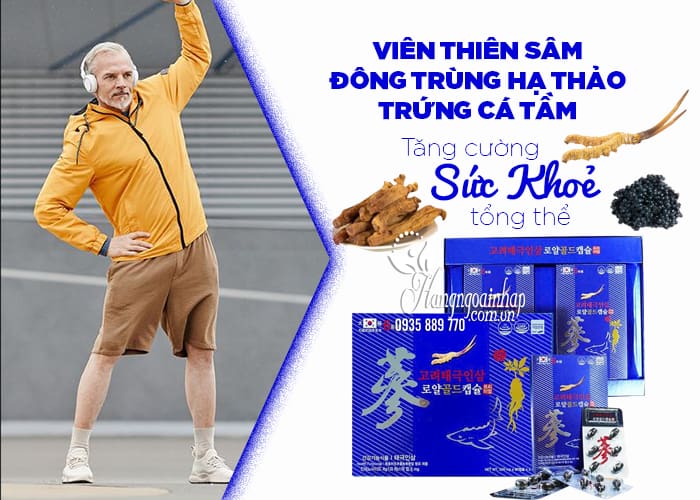 Viên thiên sâm đông trùng hạ thảo trứng cá tầm Hàn Quốc 180 viên 45