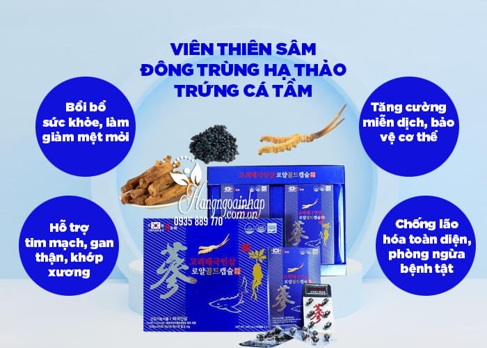 Viên thiên sâm đông trùng hạ th56 o trứng cá tầm Hàn Quốc 180 viên