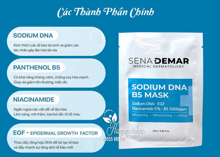 Mặt nạ phục hồi da Sena Derma Sodium DNA B5 Mask của Hàn Quốc 67