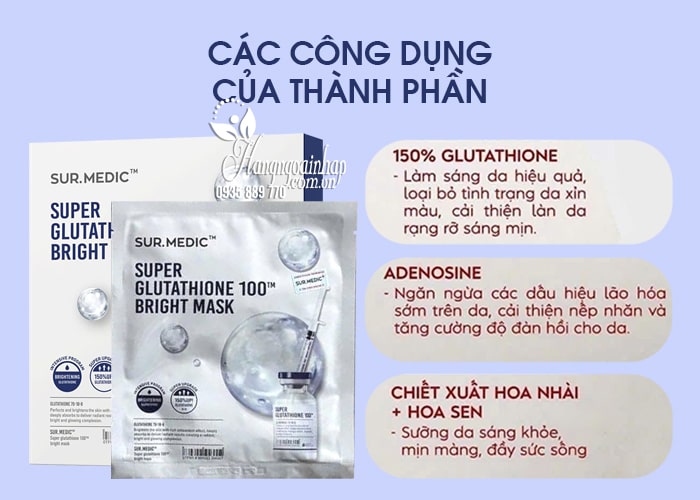 Mặt nạ trắng da Sur.Medic Super Glutathione 100 Bright Mask  5