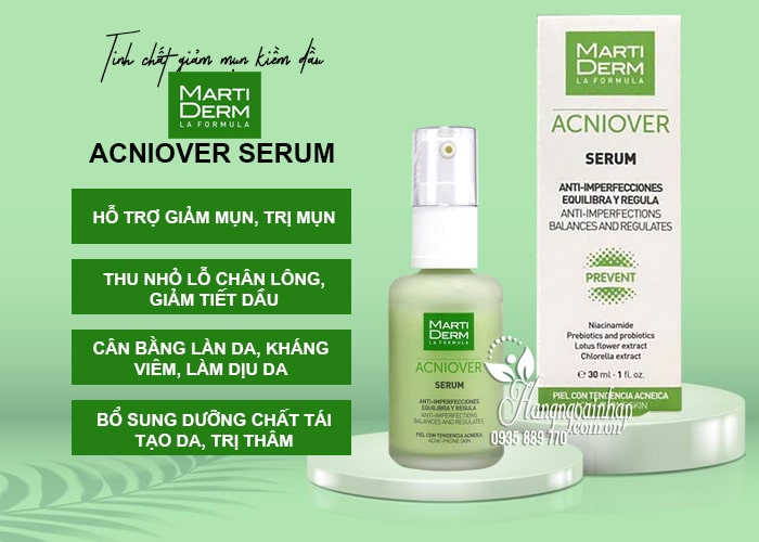 Tinh chất giảm mụn kiềm dầu MartiDerm Acniover Serum 30ml 4