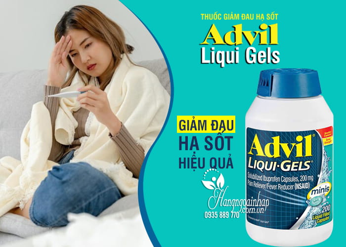 Thuốc giảm đau hạ sốt Advil Liqui Gel Minis 200mg 200 viên 12