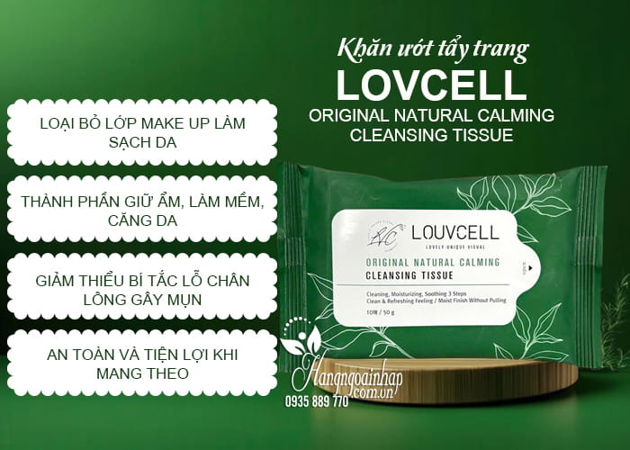 Khăn ướt tẩy trang Louv Cell Original Natural Calming Cleanser Tissue 45