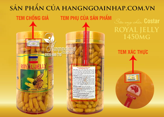 Sữa ong chúa Costar Royal Jelly 1450mg 365 Viên chính hãng 90