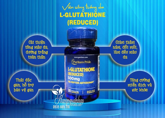 Viên uống trắng da L-Glutathione Reduced 500mg Puritan Pride  56