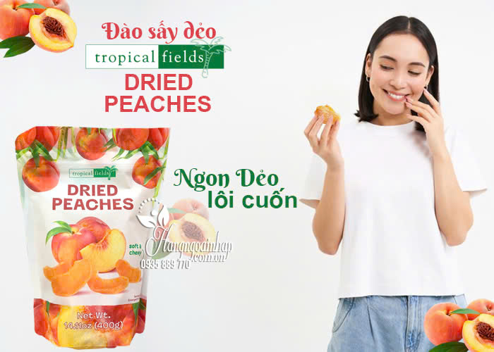 Đào sấy dẻo Dried Peaches 400g Tropical Fields của Mỹ 00