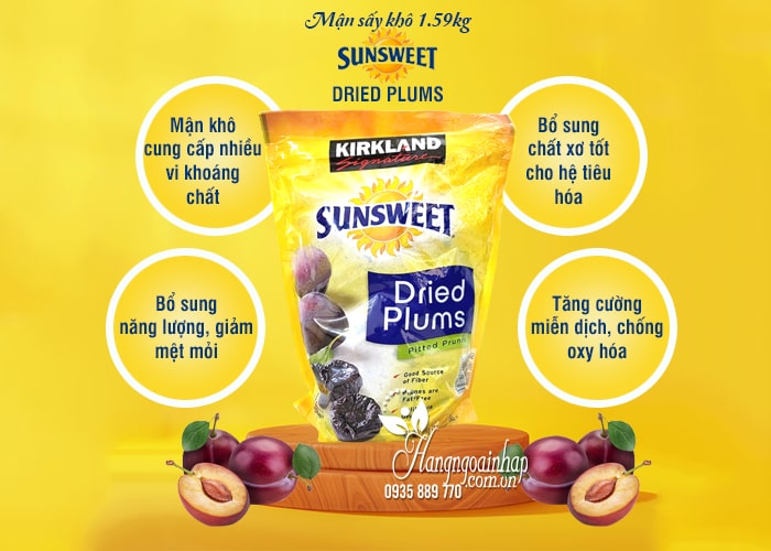 Mận sấy khô Sunsweet Dried Plums Kirkland 1.59kg của Mỹ 5