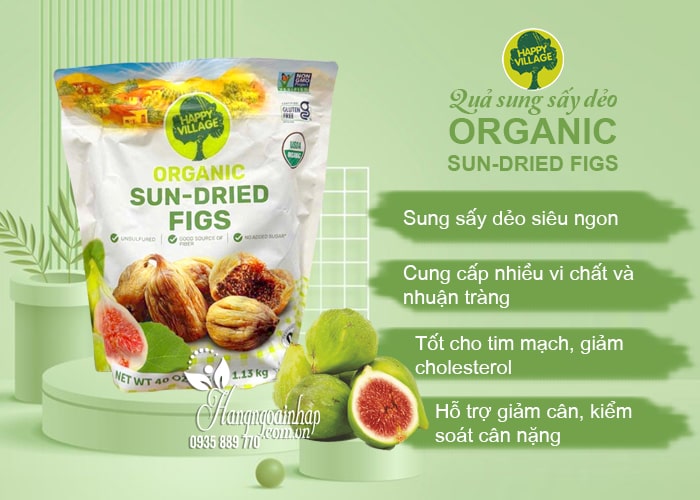 Quả sung sấy dẻo Organic Sun-Dried Figs Happy Village 1,13kg 5