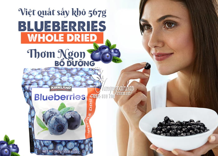 Việt quất sấy khô Whole Dried Blueberries Kirkland 567g Mỹ 56