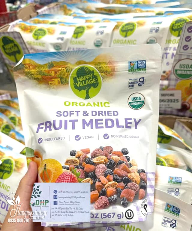 Trái cây hữu cơ sấy khô Happy Village Organic Fruit Medley 567g 78