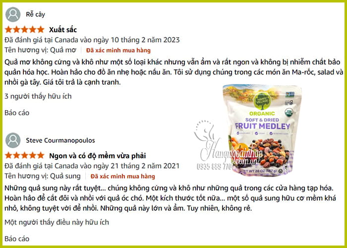 Trái cây hữu cơ sấy khô Happy Village Organic Fruit Medley 567g 9