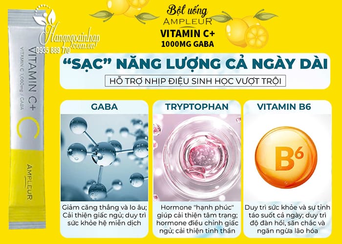 Bột uống Ampleur Vitamin C+ 1000mg Gaba của Nhật Bản 677