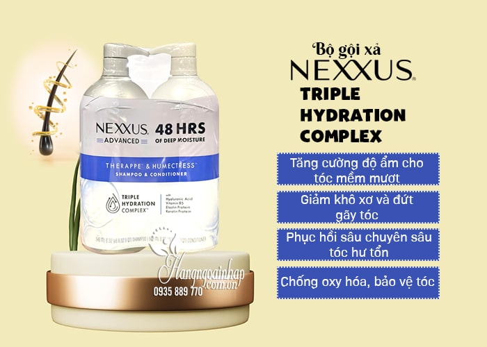 Bộ gội xả Nexxus Triple Hydration Complex 946ml của Mỹ 6