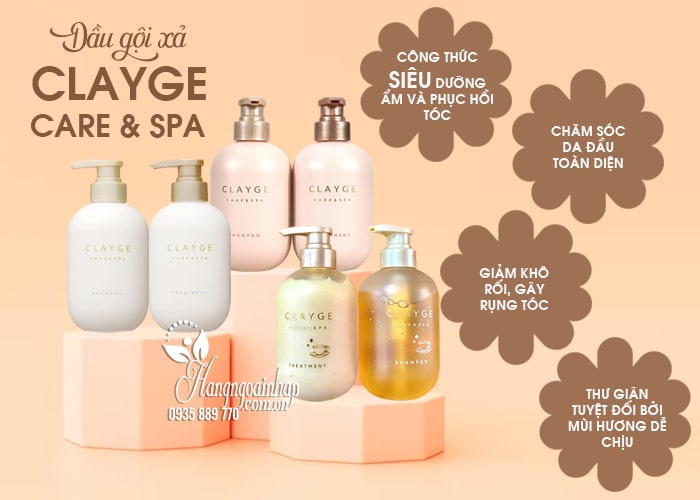 Dầu gội xả Clayge Care & Spa của Nhật Bản 500ml phục hồi tóc 56