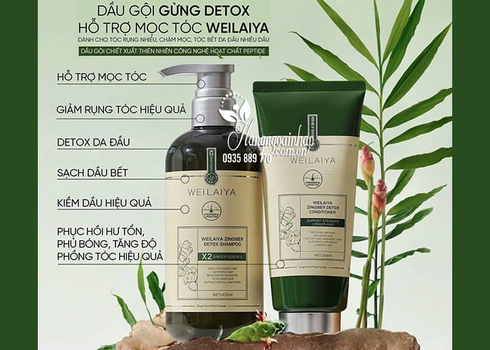 Dầu gội xả gừng Weilaiya Zingiber X2 Ginger Essence 420ml 45