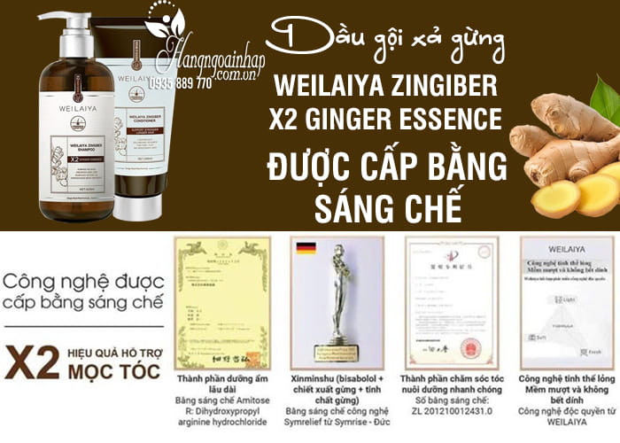 Dầu gội xả gừng Weilaiya Zingiber X2 Ginger Essence 420ml 52