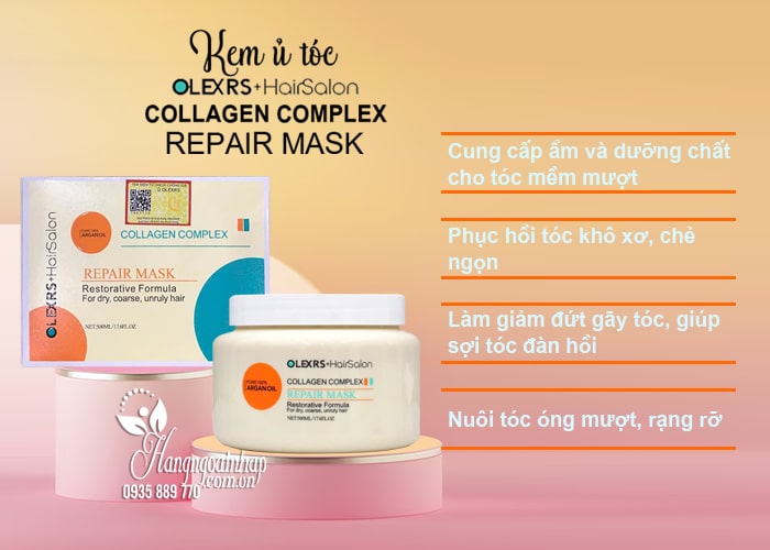 Kem ủ tóc Olexrs Collagen Complex Repair Mask 500ml Anh Quốc 4