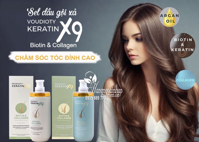 Set dầu gội xả Voudioty Keratin X9 Biotin & Collagen của Ý 1