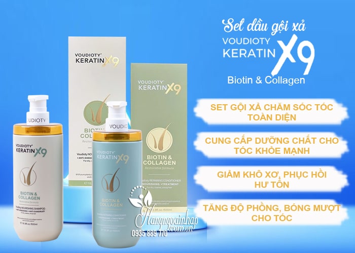 Set dầu gội xả Voudioty Keratin X9 Biotin & Collagen của Ý 8