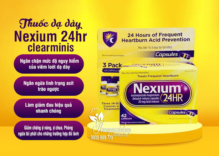 Thuốc dạ dày Nexium 24hr clearminis hộp 28 viên và 42 viên của Mỹ 56