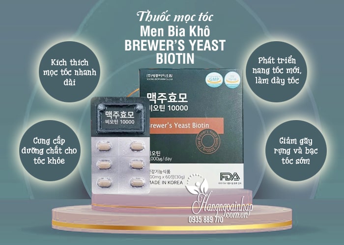 Thuốc mọc tóc Biotin men bia khô Brewer’s Yeast 60 viên 34